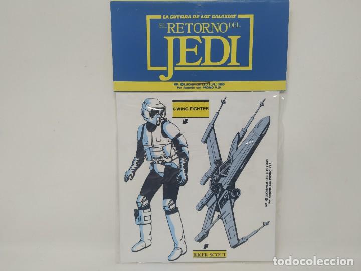 Coleccionismo Cromos troquelados antiguos: Star Wars. Retorno Jedi. Stormtrooper X-Wing (error). Pegatina Promo VIP 1983