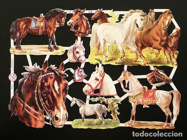 Coleccionismo Cromos troquelados antiguos: ZPR. LAMINA DE CROMOS TROQUELADOS CON BRILLO Y RELIEVE EF - 7236 - CABALLOS