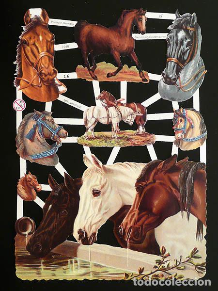 Coleccionismo Cromos troquelados antiguos: ZPR. LAMINA DE CROMOS TROQUELADOS CON BRILLO Y RELIEVE EF - 7248 - CABALLOS