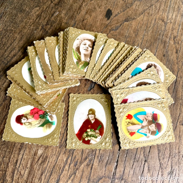 Collezionismo Figurine ritagliate antiche: Lote de 48 foto cromos troquelados de La Mascota de Tenerife, de la segunda serie de cuadros dorados