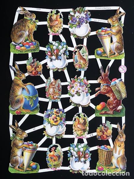 Coleccionismo Cromos troquelados antiguos: ZPR. LAMINA DE CROMOS TROQUELADOS CON BRILLO Y RELIEVE EF - 7256 - ESCENAS DE PASCUA