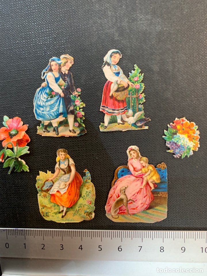 Colecionismo Cromos recortados antigos: 6 Cromos troquelados s.XIX