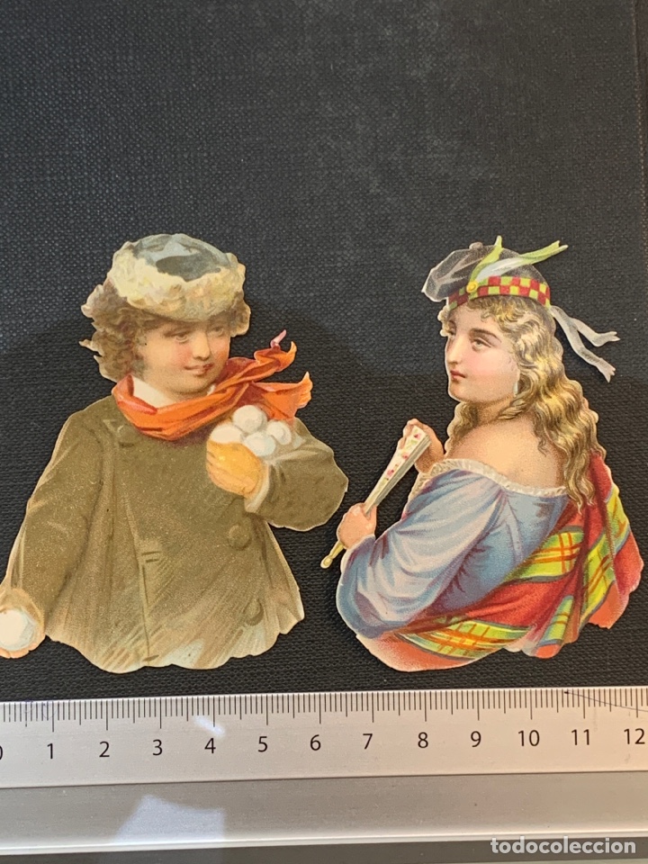 Colecionismo Cromos recortados antigos: 2 cromos troquelados siglo XIX