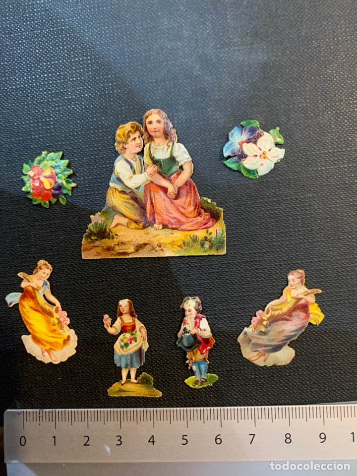 Colecionismo Cromos recortados antigos: 7 cromos troquelados S. XIX