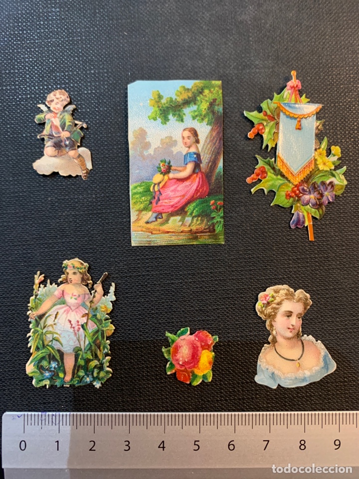 Colecionismo Cromos recortados antigos: 6 cromos troquelados s. XIX