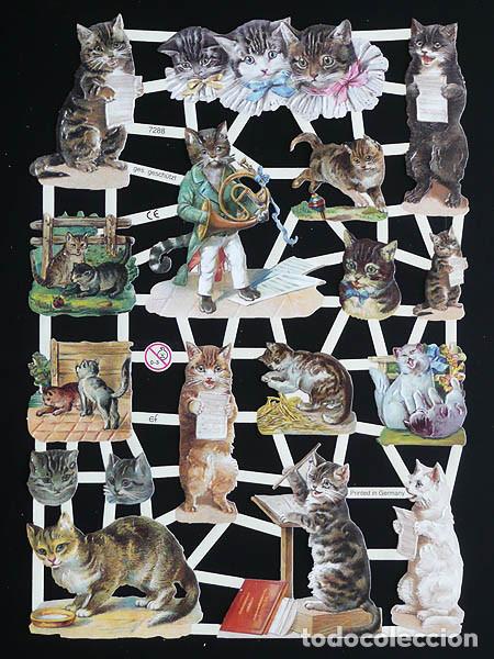 Coleccionismo Cromos troquelados antiguos: ZPR. LAMINA DE CROMOS TROQUELADOS CON BRILLO Y RELIEVE EF - 7288 - GATITOS