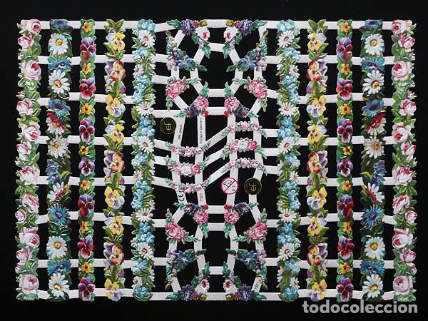 Colecionismo Cromos recortados antigos: ZPR. LAMINA DE CROMOS TROQUELADOS CON BRILLO Y RELIEVE EF - 7321 - TIRAS DE FLORES