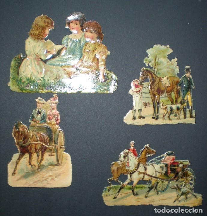 Collectable Antique Stamped Cards: 0772M - - LOTE COMPUESTO POR DE 4 CROMOS ANTIGUOS TROQUELADOS Y RELIEVE- FANTASTICO BRILLO