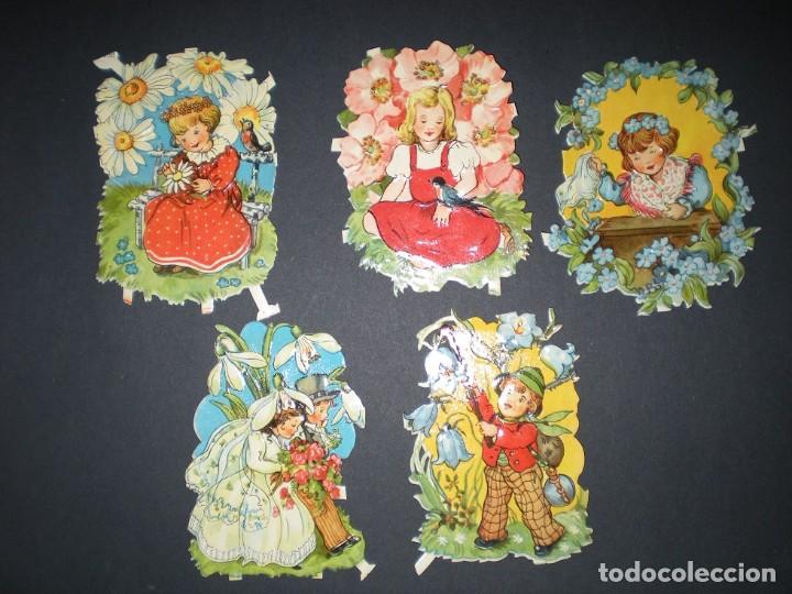 Collectable Antique Stamped Cards: 0773 -LOTE COMPUESTO POR DE 5 CROMOS ANTIGUOS TROQUELADOS YFANTASTICO BRILLO