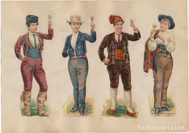 Coleccionismo Cromos troquelados antiguos: 4 CROMOS TROQUELADOS MUCHACHOS DE EPOCA. CON RELIEVE Y BRILLO. EN CARTULINA 23X16 CM. LAMCRO-006