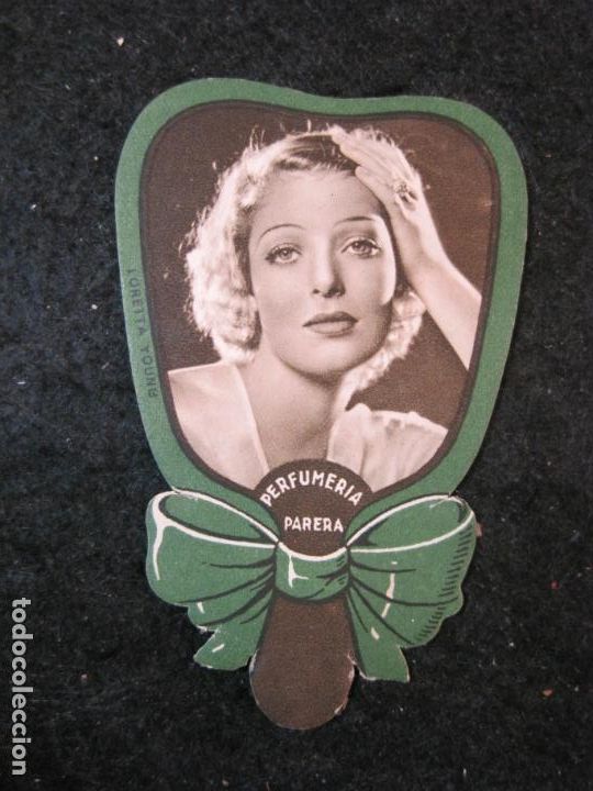 Coleccionismo Cromos troquelados antiguos: COCAINA EN FLOR - LORETA YOUNG-PUBLICIDAD PERFUMERIA PARERA-CROMO TROQUELADO CINE-VER FOTOS-(83.258)