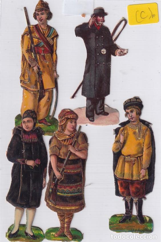 Coleccionismo Cromos troquelados antiguos: 5 Antiguos cromos troquelados entre 7 y 8 cm de alto