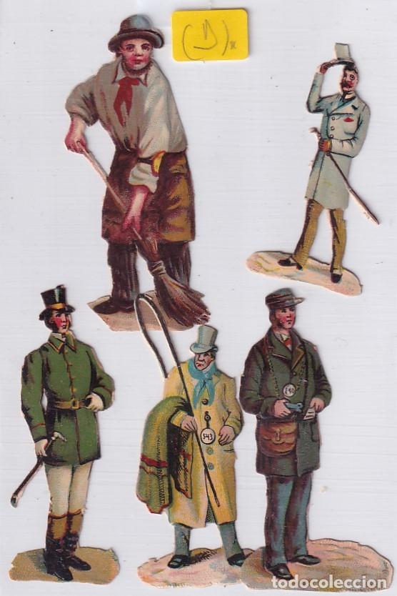 Sammeln alte gestanzte Sammelbilder: 5 Antiguos cromos troquelados personajes masculinos ente 6 y 7 cm