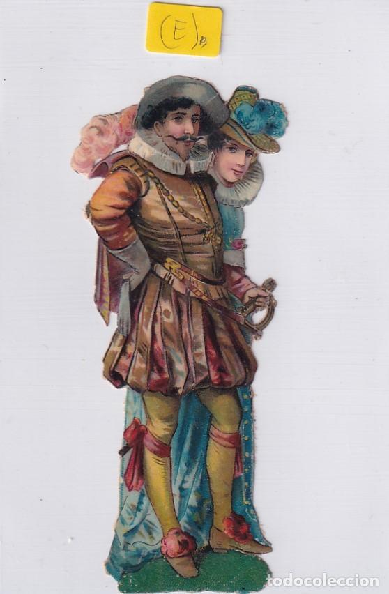 Colecionismo Cromos recortados antigos: Antiguo cromo troquelado pareja de &eacute;poca unos 12 cm