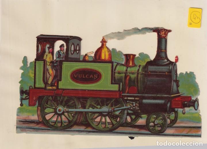 Colecionismo Cromos recortados antigos: Antiguo cromo troquelado locomotora de carb&oacute;n 17 x 10 cm