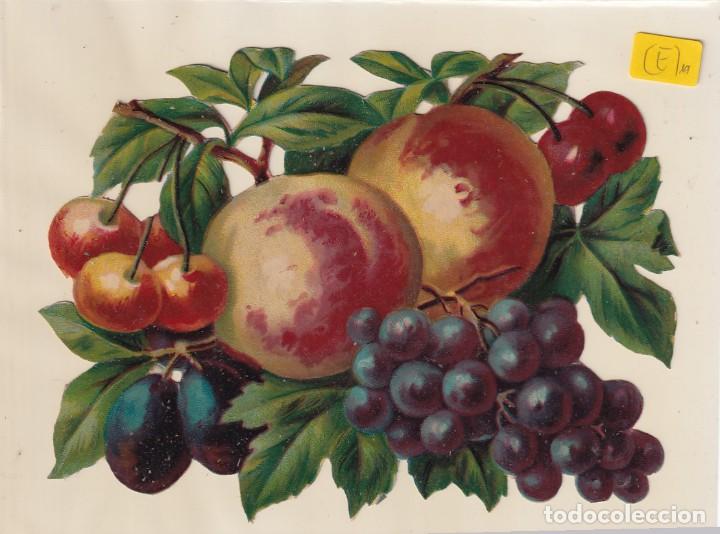 Coleccionismo Cromos troquelados antiguos: Antiguo cromo troquelado frutas uvas, maznazas etc. 17 x 11 cm