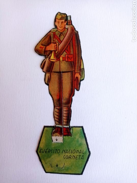 Collectionnisme Cartes &agrave; collectionner massicot&eacute;es anciennes: Cromo troquelado , ej&eacute;rcito nacional , corneta , almacenes alemanes