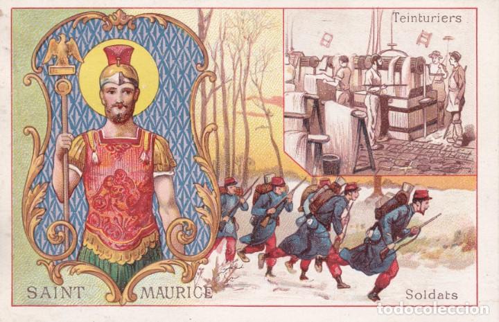 Collectionnisme Cartes &agrave; collectionner massicot&eacute;es anciennes: cromo publicidad finales siglo XIX Francia Saint Maurice Francia Teinturiers 11x7ctms