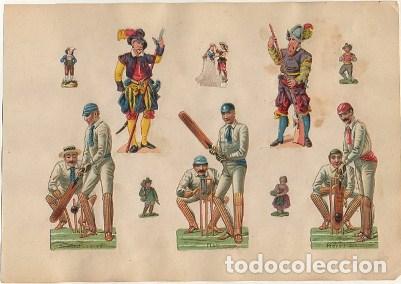 Collectable Antique Stamped Cards: 9 CROMOS TROQUELADOS DE &Eacute;POCA. CRIKET. MONTADOS SOBRE CARTULINA DE 23X16 CM. CROMOTRO-0050