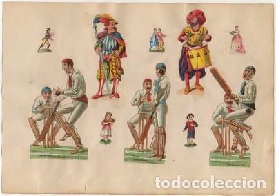 Collectable Antique Stamped Cards: 10 CROMOS TROQUELADOS DE &Eacute;POCA. CRIKET. MONTADOS SOBRE CARTULINA DE 23X16 CM. CROMOTRO-0051