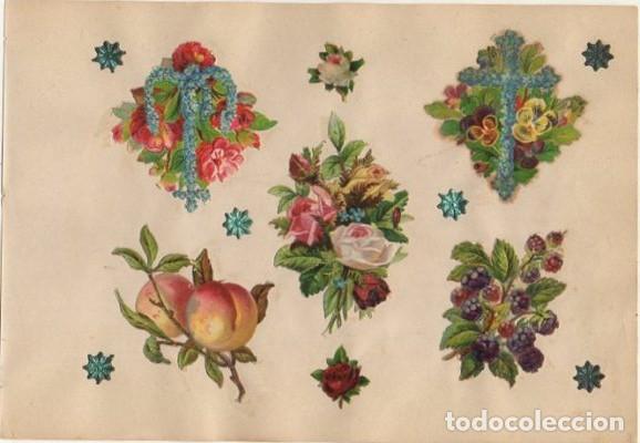 Collectionnisme Cartes &agrave; collectionner massicot&eacute;es anciennes: 5 CROMOS TROQUELADOS DE &Eacute;POCA. FLORES Y MINIATURAS. MONTADOS EN CARTULINA DE 23X16 CM. CROMOTRO-0078
