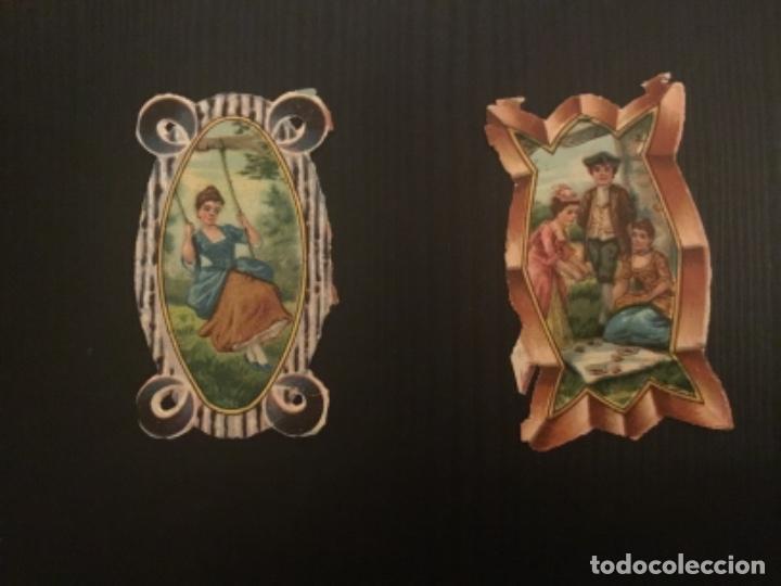Collectable Antique Stamped Cards: Cromos troquelados siglo XIX sin publicidad figuras &eacute;poca enmarcadas