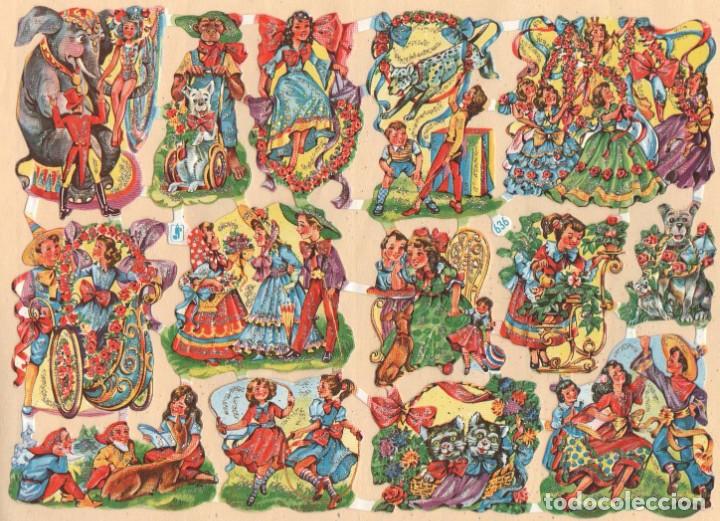 Collectionnisme Cartes &agrave; collectionner massicot&eacute;es anciennes: Antigua l&aacute;mina de cromos troquelados WS 636 con purpurina