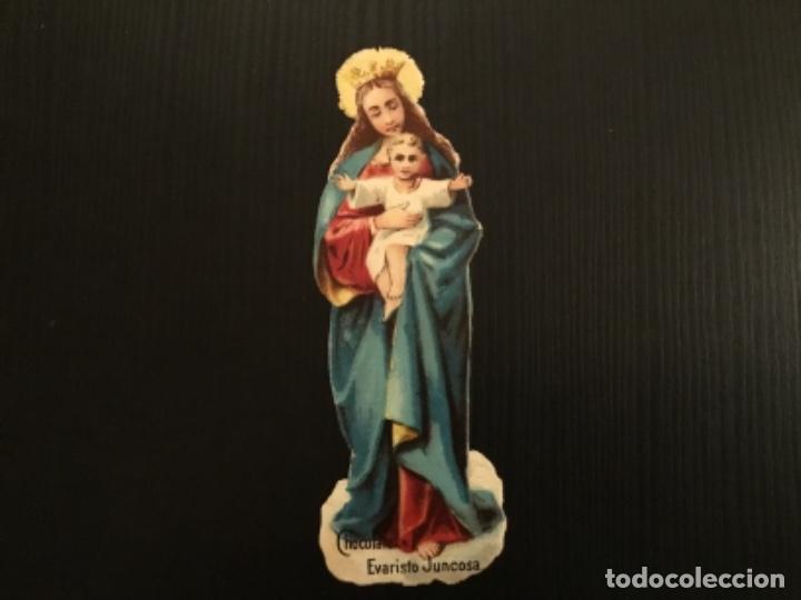 Collectable Antique Stamped Cards: Cromo troquelado antiguo chocolates Juncosa virgen ni&ntilde;o Jesus