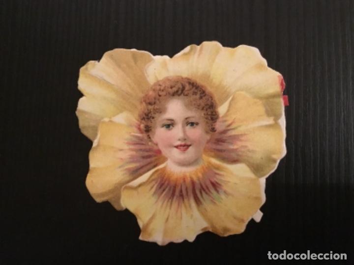 Collectable Antique Stamped Cards: Cromo troquelado antiguo chocolates Juncosa ni&ntilde;o Flor