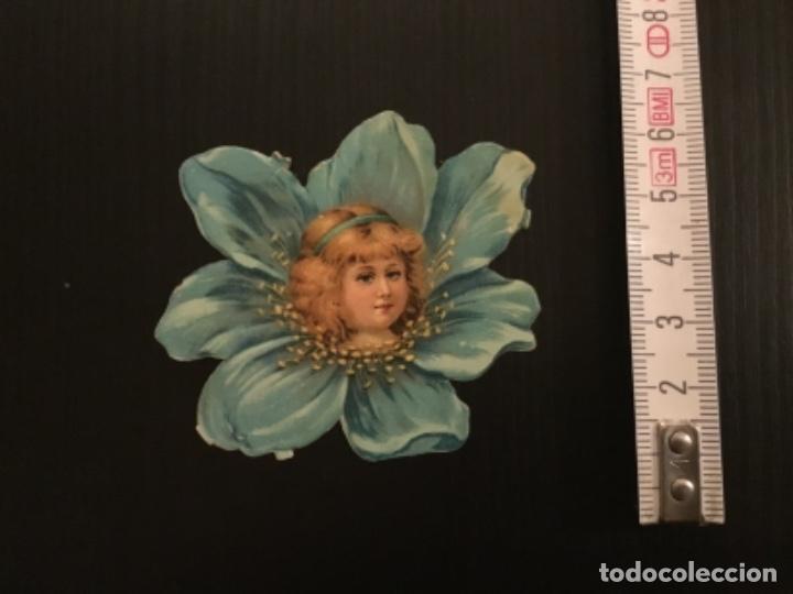 Collectable Antique Stamped Cards: Cromo troquelado antiguo chocolates Juncosa ni&ntilde;a flor