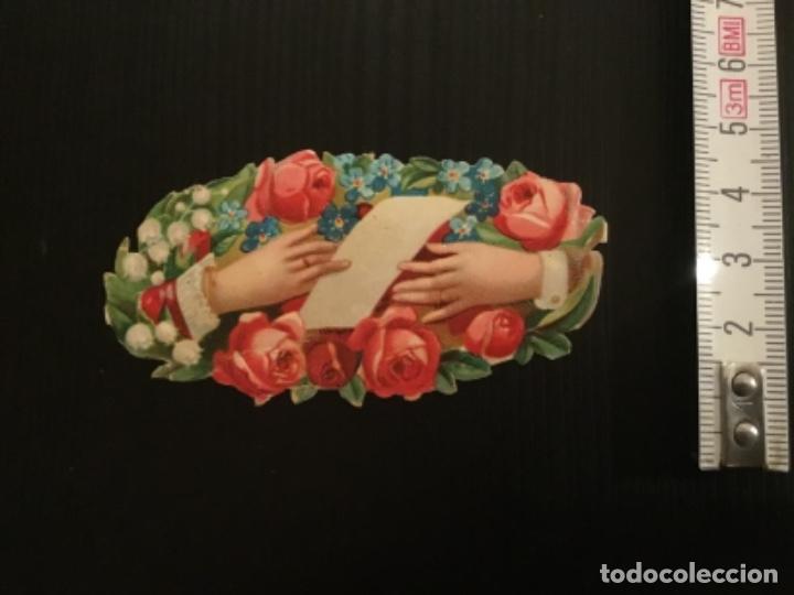 Sammeln alte gestanzte Sammelbilder: Cromo troquelado antiguo chocolates Juncosa manos y flores