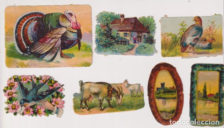 Coleccionismo Cromos troquelados antiguos: Lote de 7 Cromos Troquelados (8,5 a 6 cms.) Siglo XIX-XX
