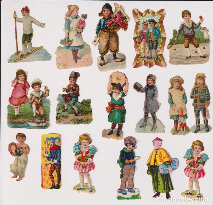 Coleccionismo Cromos troquelados antiguos: Lote de 17 Cromos Troquelados (7 a 5,5 cms.) Siglo XIX-XX