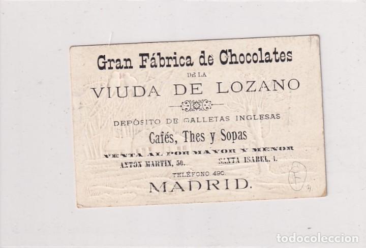 Sammeln alte gestanzte Sammelbilder: Cromo con publicidad Gran f&aacute;brica de Chocolates Viuda de Lozano Madrid 10 x 6,50 cm