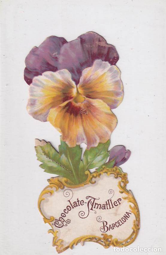 Sammeln alte gestanzte Sammelbilder: Cromo con publicidad de Chocolates Amatller Barcelona 12 x 5,50 cm