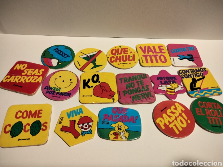 Sammeln alte gestanzte Sammelbilder: Lote 16 tazos frases 80's Panrico