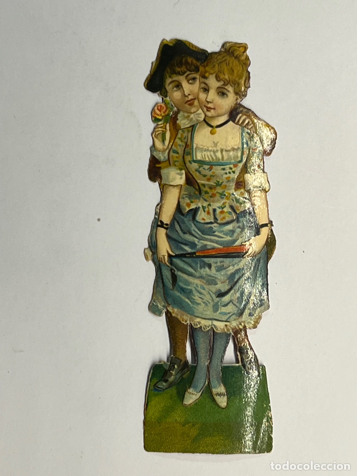 Collectable Antique Stamped Cards: ROMANTICISMO, Cromo Troquelado (h.1900?) Lavado.., Med&iacute;das: 12 x 4 cm.,