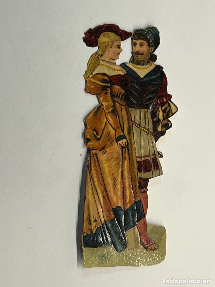 Collectable Antique Stamped Cards: ROMANTICISMO, Cromo Troquelado (h.1900?) Lavado.., Med&iacute;das: 12 x 4 cm.,