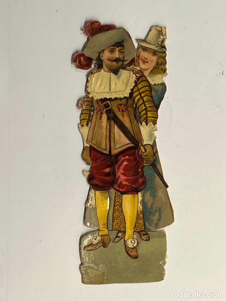Collectable Antique Stamped Cards: ROMANTICISMO, Cromo Troquelado (h.1900?) Lavado.., Med&iacute;das: 12 x 4 cm.,