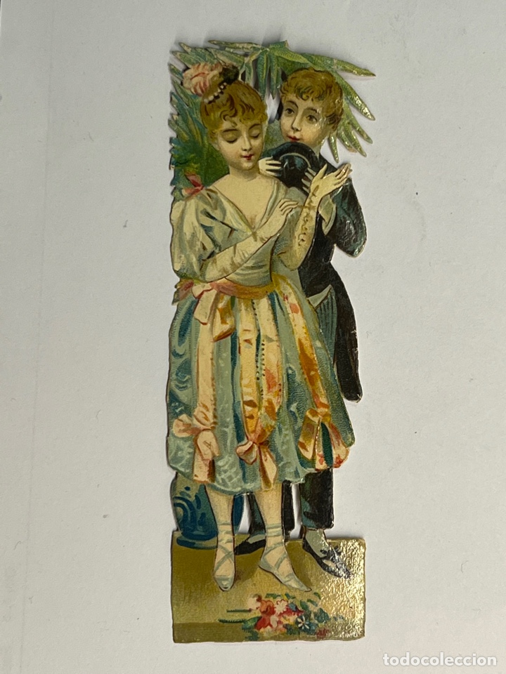 Collezionismo Figurine ritagliate antiche: ROMANTICISMO, Cromo Troquelado (h.1900?) Lavado.., Med&iacute;das: 12 x 4 cm., aproximadamente&hellip;