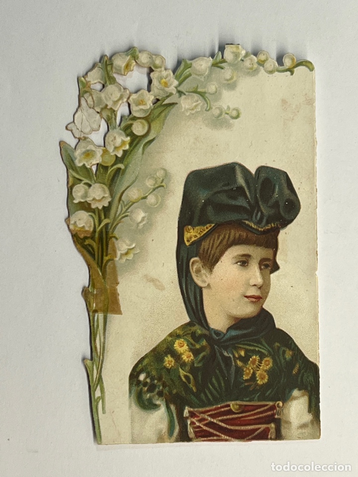 Collectionnisme Cartes &agrave; collectionner massicot&eacute;es anciennes: CROMO TROQUELADO. J&oacute;venes con Traje Regional (h.1910?) Med&iacute;das: 10 x 6,5 cm.,