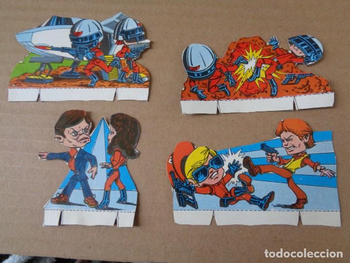 Sammeln alte gestanzte Sammelbilder: 4 RAROS CROMOS TROQUELADOS RECORTABLES DE LA SERIE V - VISITANTES DEL ESPACIO - A&Ntilde;OS 80