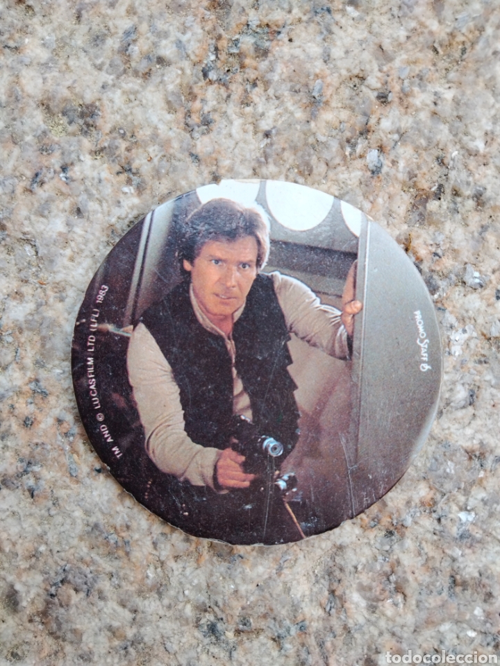 Coleccionismo Cromos troquelados antiguos: Cromo Star Wars Hans Solo La guerra de las galaxias Chocolates Cibeles Rar&iacute;simo