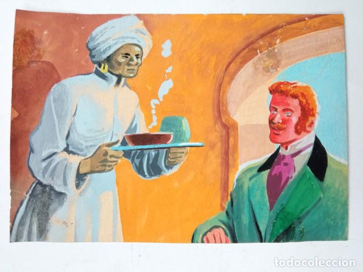 Sammeln alte gestanzte Sammelbilder: Pintado en acuarela CROMO original LA VUELTA AL MUNDO EN 80 D&Iacute;AS por RIPOLL