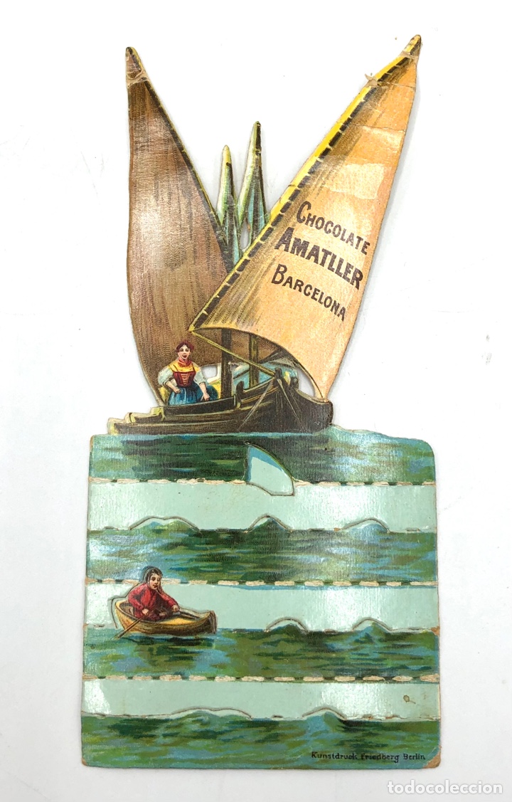 Collectionnisme Cartes &agrave; collectionner massicot&eacute;es anciennes: CHOCOLATE AMATLLER BARCELONA ANTIGUO CROMO TROQUELADO BARCO A VELA DIORAMA