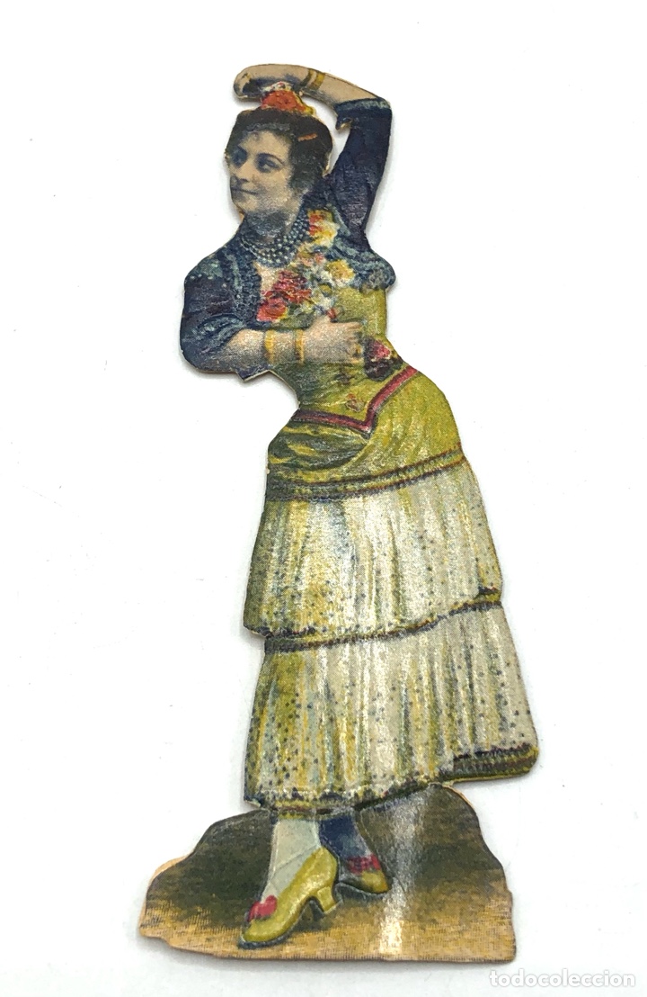 Collectionnisme Cartes &agrave; collectionner massicot&eacute;es anciennes: CHOCOLATE AMATLLER ANTIGUO CROMO TROQUELADO MUJER EN TRAJE REGIONAL LIT HERMENEGILDO MIRALLES.