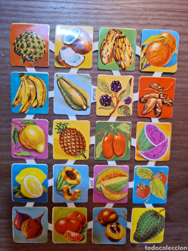 Collectable Antique Stamped Cards: BOGA LAMINA 209 FRUTAS CROMOS TROQUELADOS BARNIZADOS Y CON RELIEVE