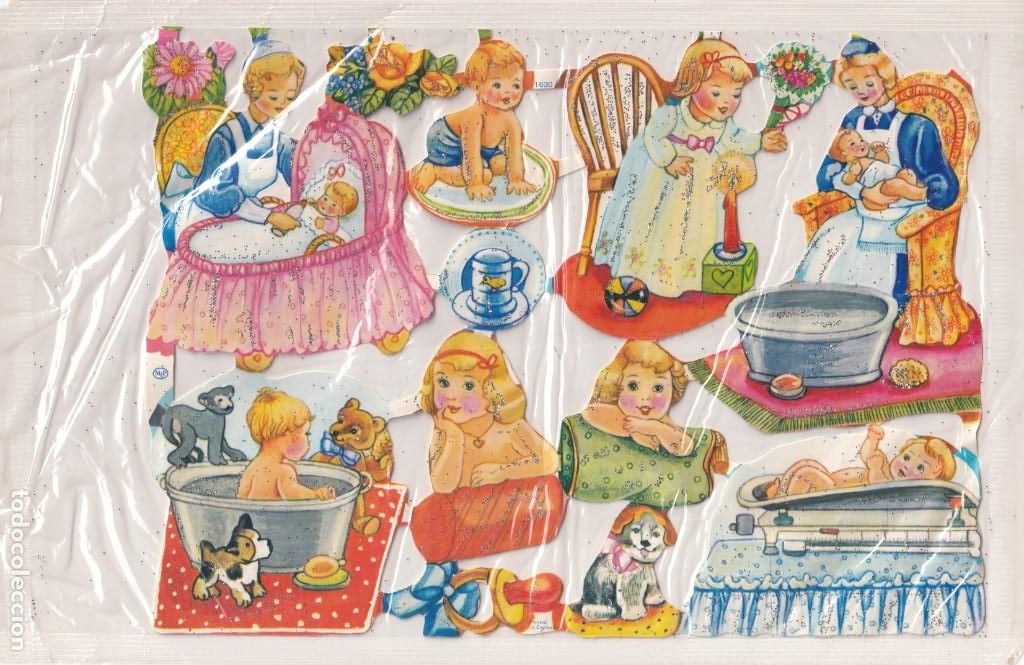 Collectable Antique Stamped Cards: L&Aacute;MINA DE CROMOS TROQUELADOS MLP 1630 - MAM&Aacute;S Y BEB&Eacute;S SIN ABRIR. PURPURINA