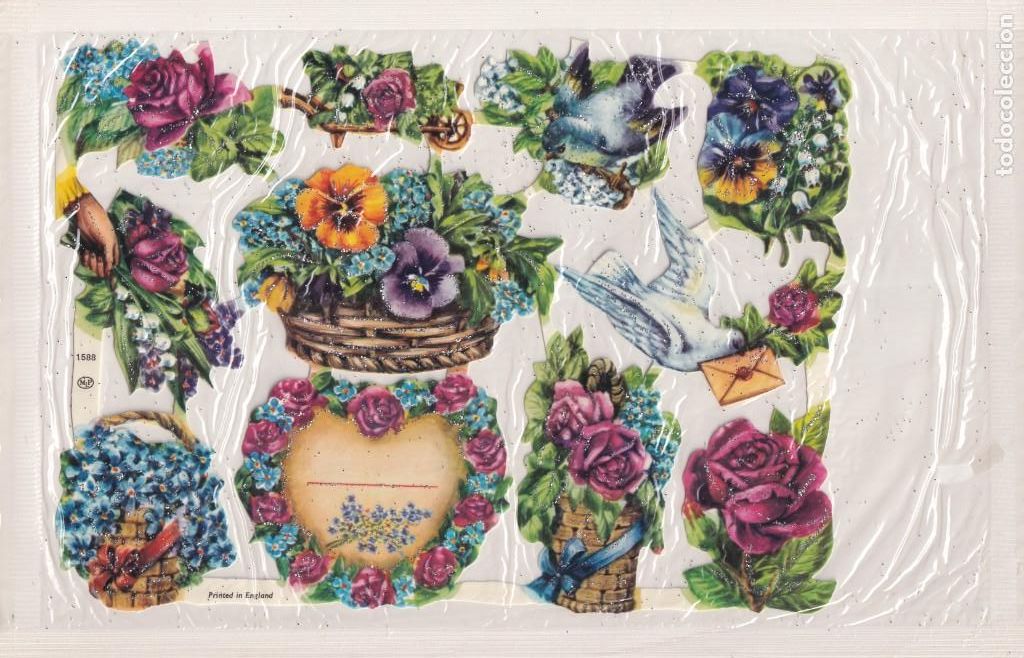 Collectable Antique Stamped Cards: LAMINA DE CROMOS TROQUELADOS MLP 1588. RARA SIN ABRIR. PURPURINA