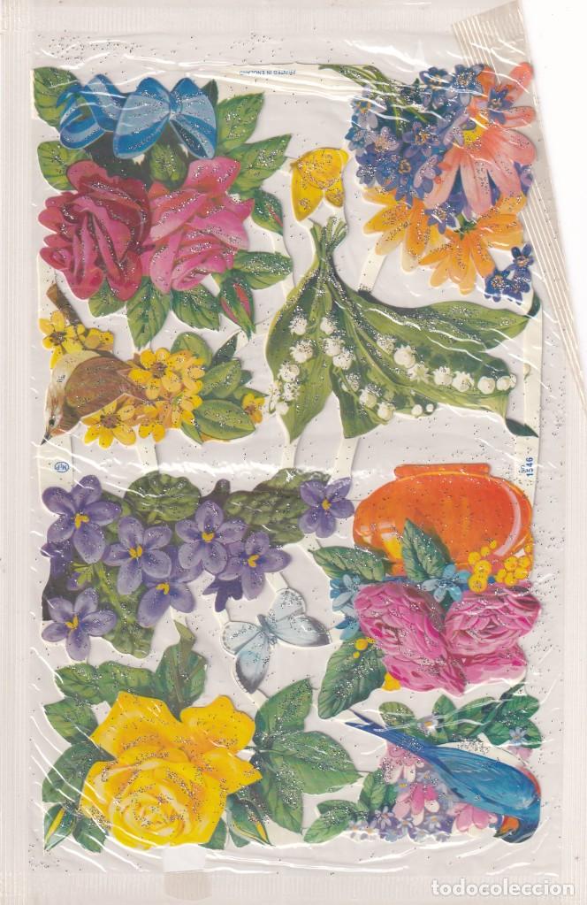 Collectable Antique Stamped Cards: L&Aacute;MINA DE CROMOS TROQUELADOS MLP 1546 - MARIPOSAS Y FLORES . SIN ABRIR. PURPURINA